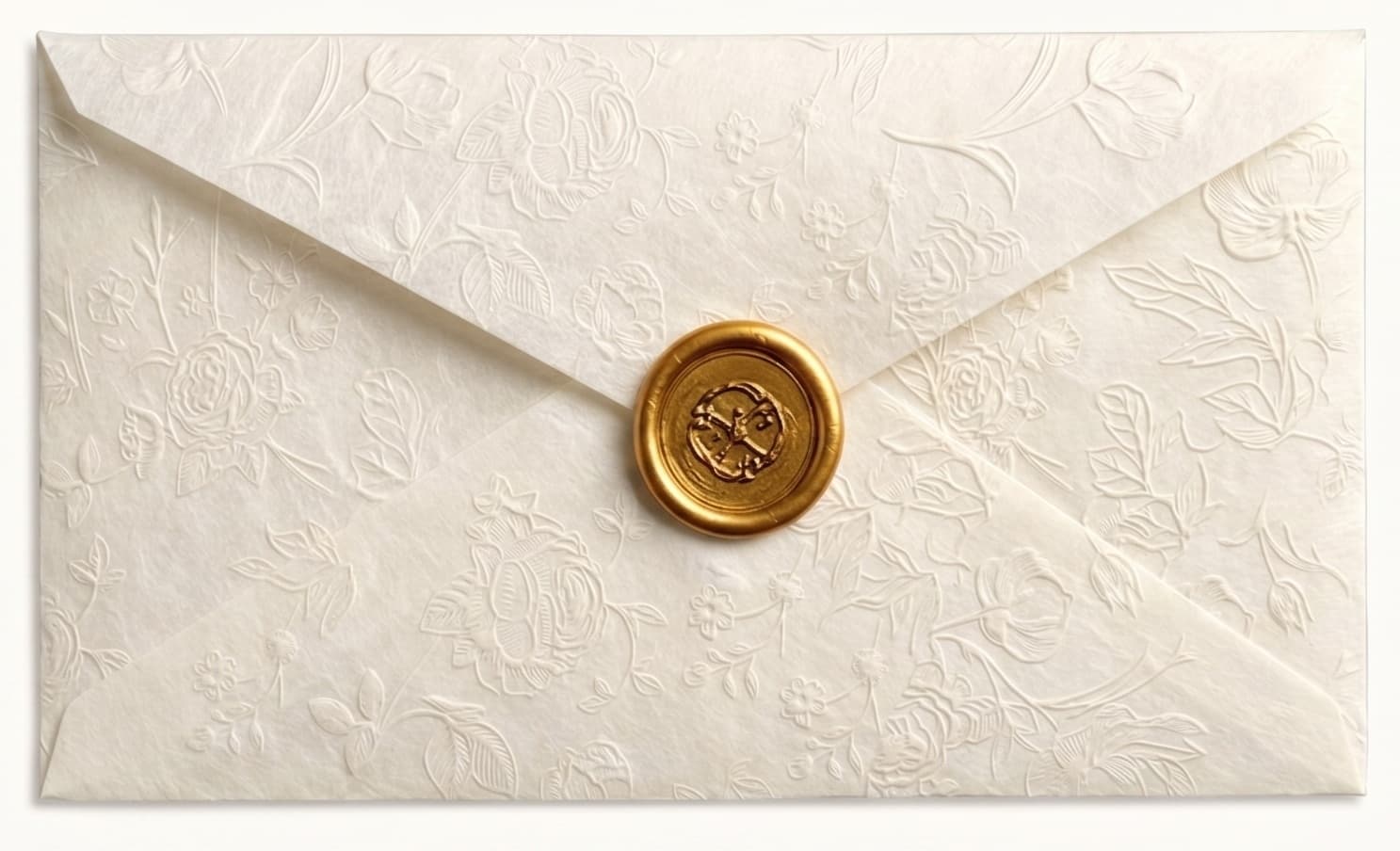A cream, floral-embossed envelope sealed with gold wax — your invitation to Fabulous Frequency